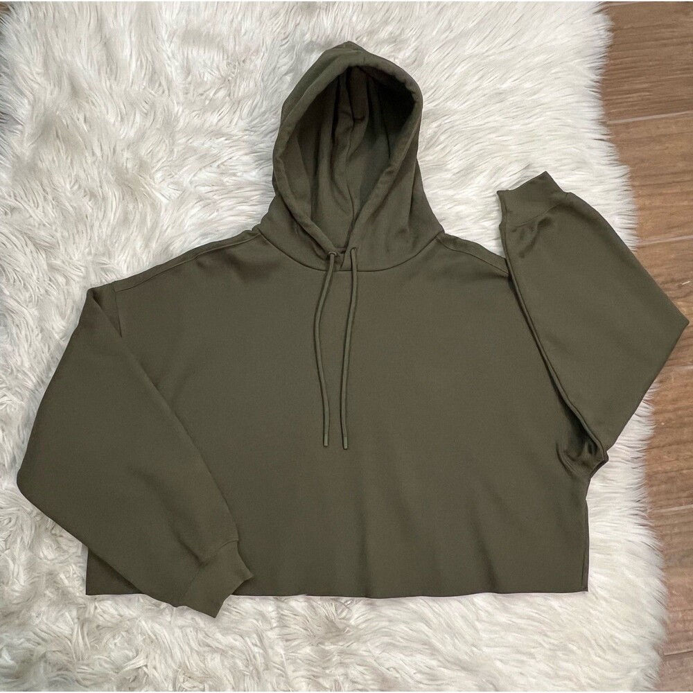Fabletics Cozy Cropped Fleece Hoodie Women’s 4X Utility Green Athleisure Yoga - Picture 2 of 9